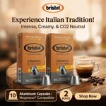 Bristot CREMOSO-10 Capsule X 2 = 20 Capsules متوافق مع ماكينات نسبرسو